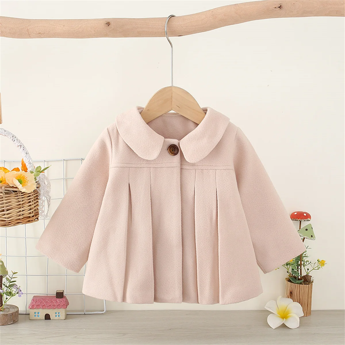Ruffled Single Breasted Infant Wool Coat Spring And Autumn Girls' Baby Long Sleeve Coat Soft Girl Children's Clothing,baby coat