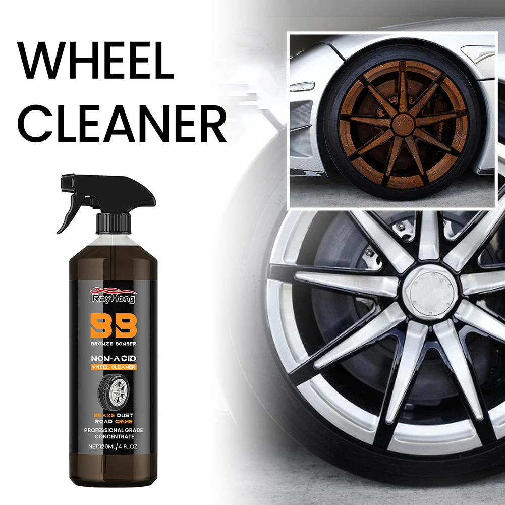Wheel Rim Cleaner 120ml Powerful Rim Brake Buster Spray Dust Remover Car Wash Wheel Cleaning Spray for Cleaning Wheels and Tires