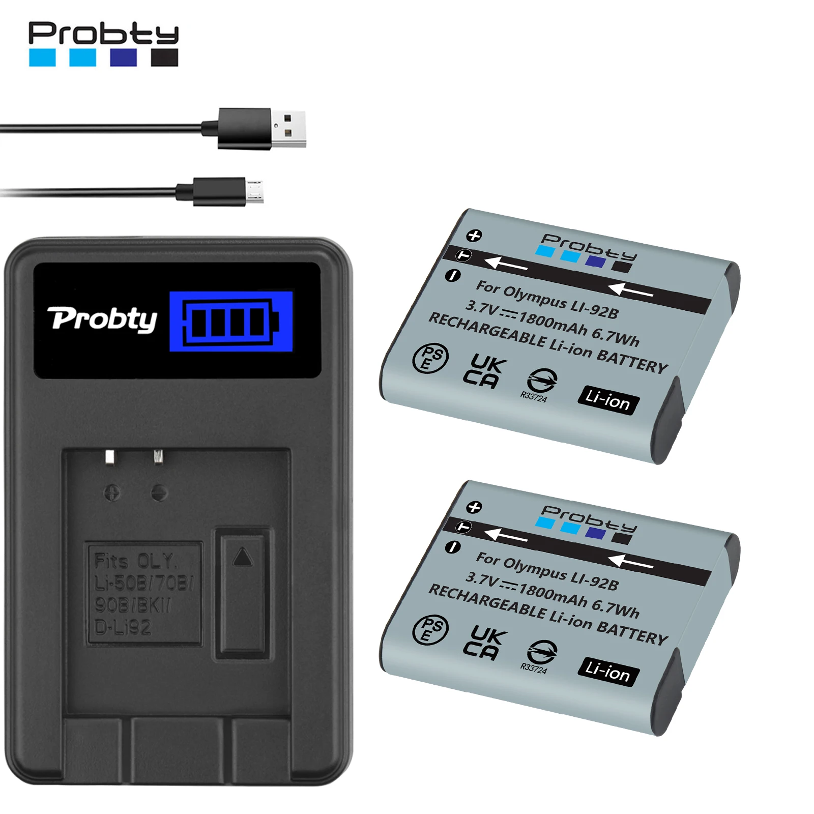 Li-90B Li90B Li-92B Batteria Per Olympus Tough Tg-6 Tg-5 Tg-Tracker Sh-1 Sh-2 Sp-100 Ihs Tough Tg-1 Tg-2 + Caricatore Usb Lcd