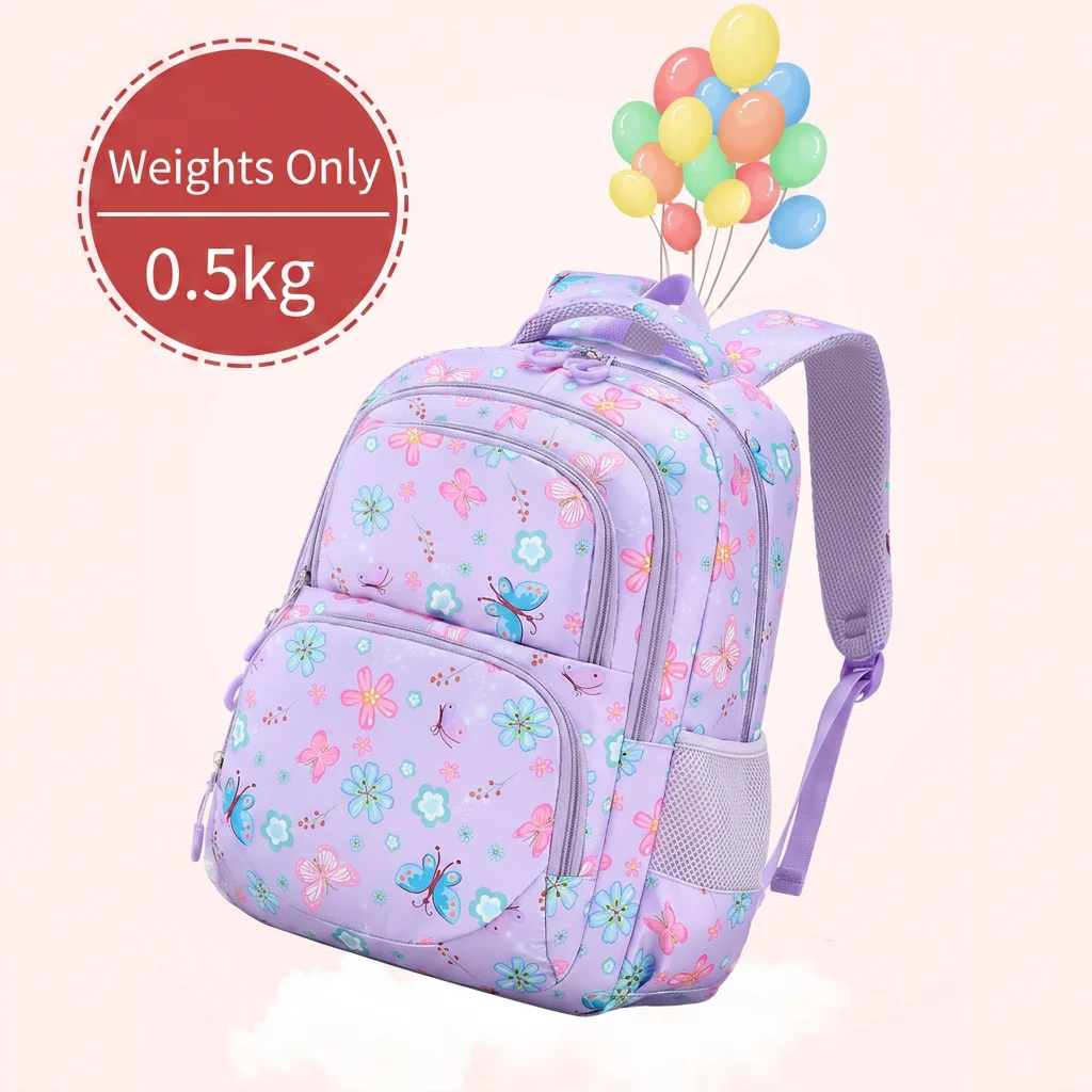Insulated Lunch Bag Large Capacity Flower Print Backpack Pencil Case For Girls Lightweight Butterfly Print Backpack For Short 2