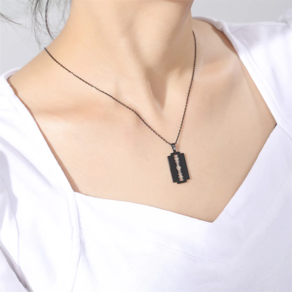 Cazador Razor Blade Necklace Shaver Shape Pendant Necklace