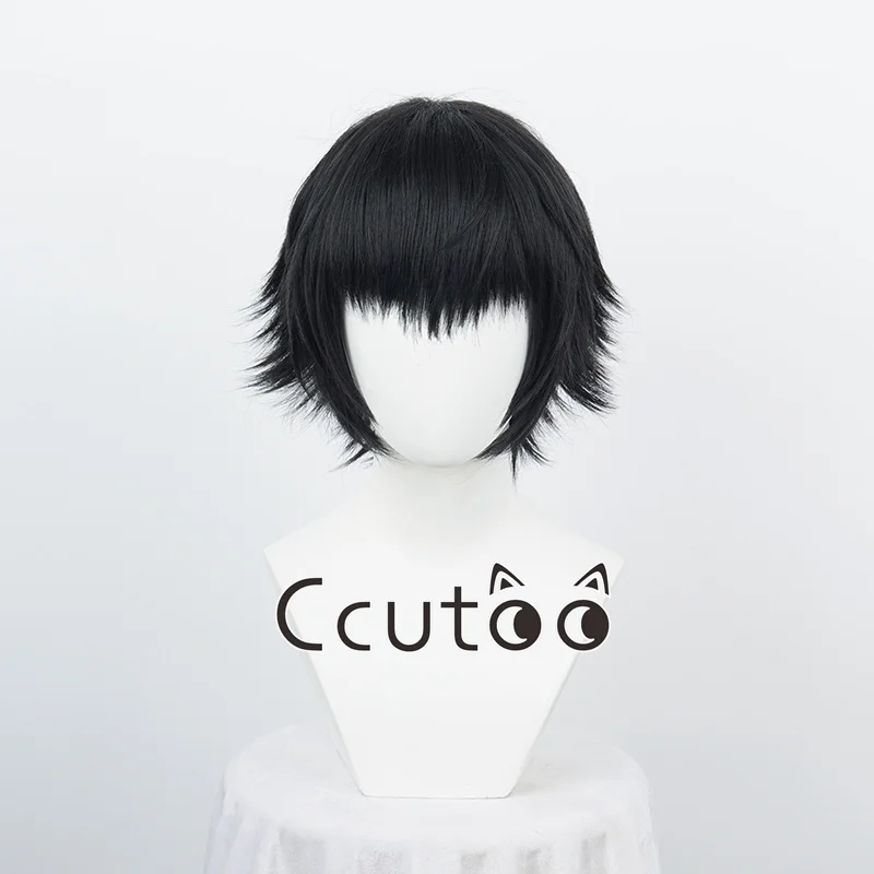 

Парик для косплея Мэри леди, короткие термостойкие синтетические волосы смешанного стиля, черного и серого цвета, с бесплатной шапочкой