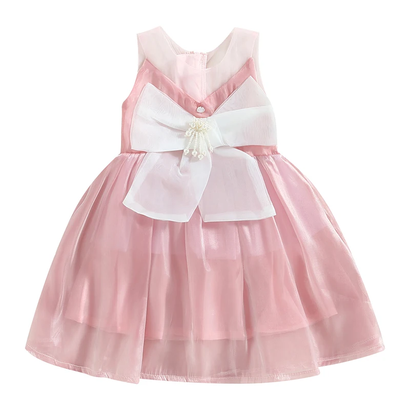 Kids Baby Princess Party Dress Elegant Bowknot Sleeveless Tulle Tutu Gowns for Little Girls