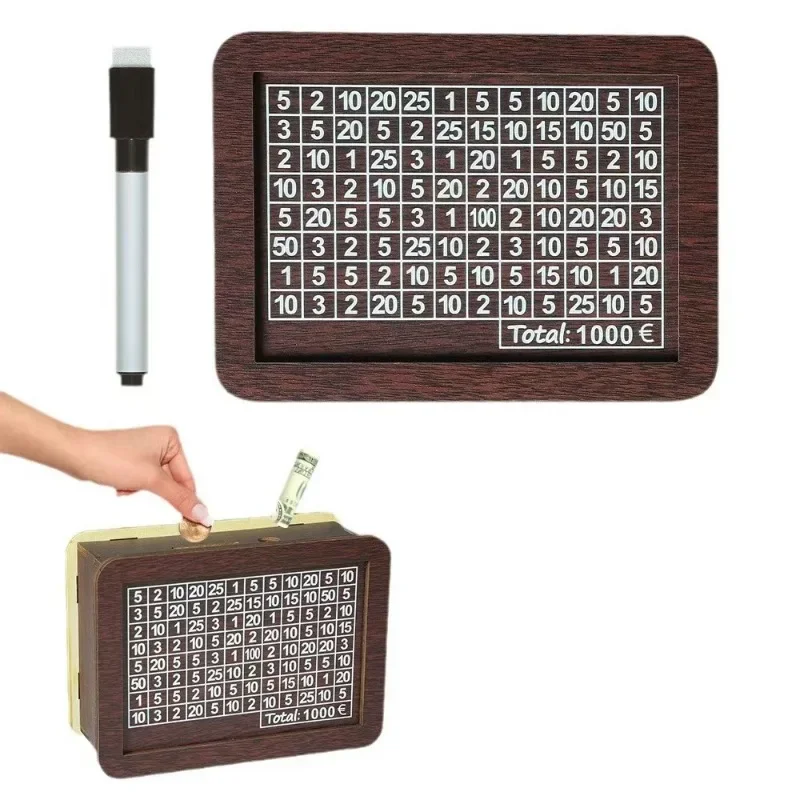 $10,000 Cash Vault Wooden Savings Box, Wooden Cash Savings Box, Adult Box Coin Counter-Money Goals and Figures