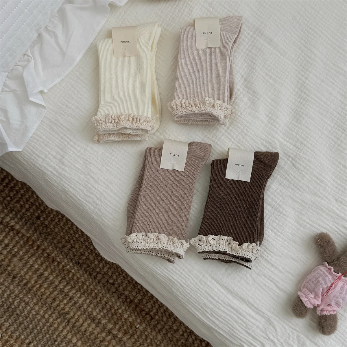 Sp & city süße Spitze Mid Tube Damen Socken Ballett Stil Doppeln adel gestapelte Socken Mode College lässig atmungsaktive süße Socke – Detail 8