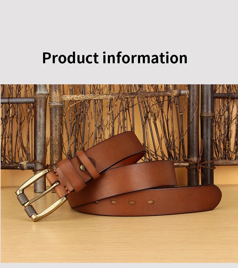 5mm Thicked Leather Men Belt Vintage Roller Pin Buckle Belt Male Cowhide Genuine Leather Buckle Strap Cowboy Jeans Belt 1.5 Inch – Detail 4