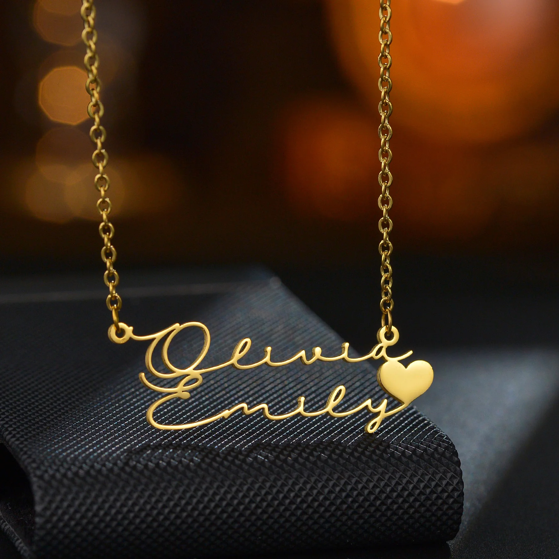 

Acheerup Personalized Double Names Necklace for Women Stainless Steel Customized Handwriting Letters Heart Birthday Jewelry Gift