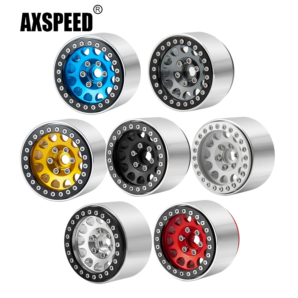 Aluminium 7 Mm Velg Rubberen Banden voor Axial SCX24 1/24 RC Auto, Verbeter de Wielstabiliteit en Handlingprestaties, Geschikt voor Axial SCX24 AXI00001, AXI00002, Stijlvol (rood