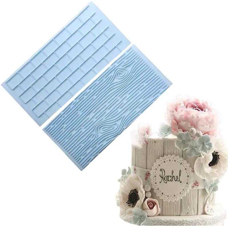 2PCS/Set Tree Bark Brick Wall Bakeware Tools Silicone Food Grade Texture Kitchen Accessories Cake Decorating Fondant Mold