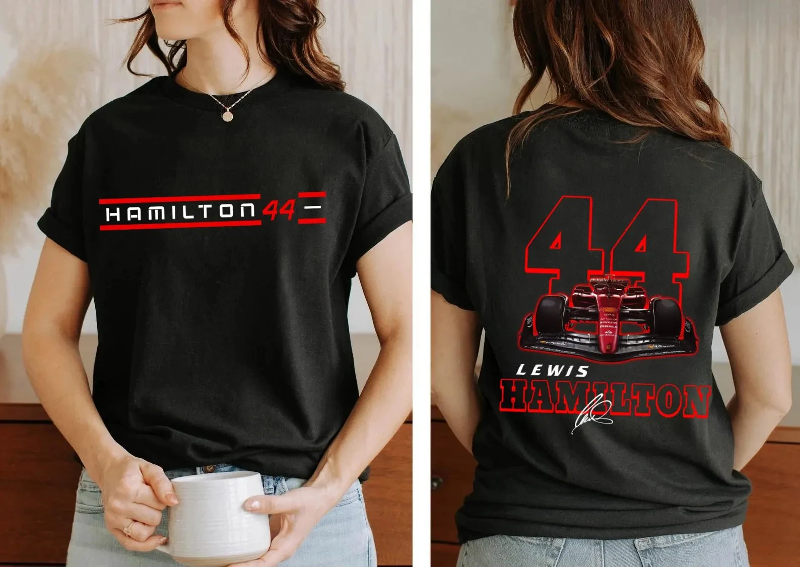Lewis Hamilton 44 Racing T-Shirt Herren Damen Sommer Baumwollkleidung Mode Oversize Kurzarm-Oberteil Unisex Streetwear