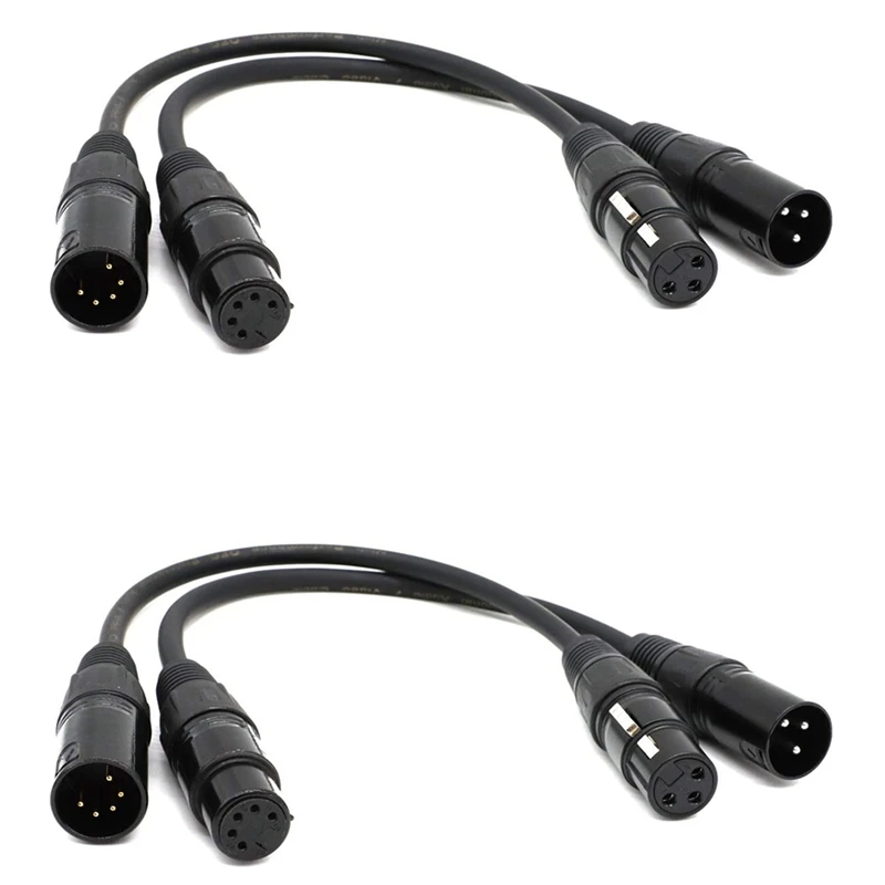 

2X XLR Male 3 Pin To XLR Female 5 Pin & XLR Female 3 Pin To XLR Male 5 Pin Audio Cable, For Microphone DMX Stage Light