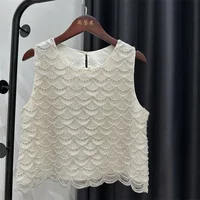 Bling Bling Sequined Tanks Tops Women Fashion Heavy Industry Double-sided Beaded Vest Vacation Leisure Beaded  Chiffon Top - Image 2