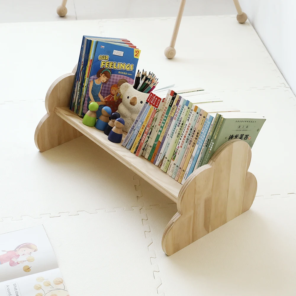 Solid wood children's small bookshelf floor baby cartoon picture book shelf animal shape kindergarten desktop storage