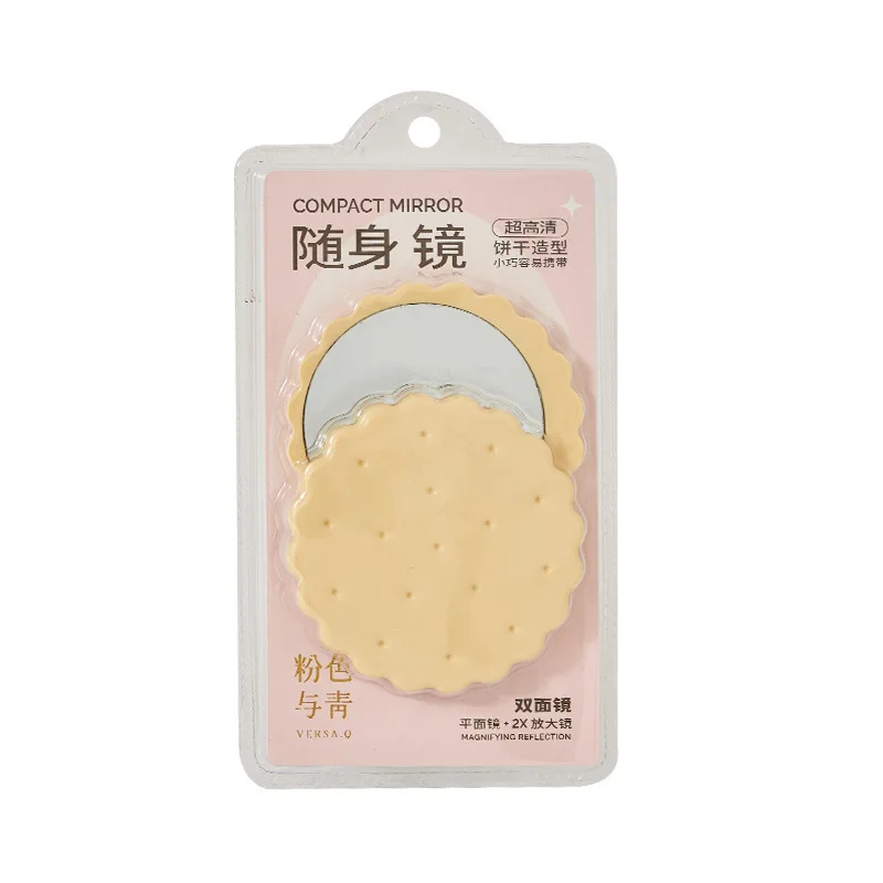 Cute Cookie Small Mirror Cartoon Portable Mini Makeup Mirror with Comb Outdoor