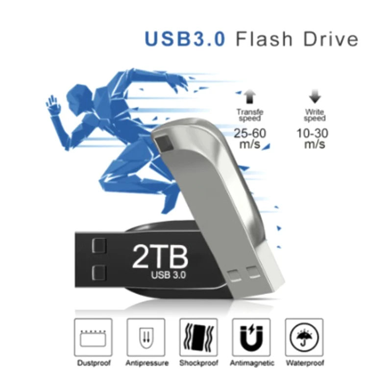 고속 USB3.0 플래시 드라이브 금속 방수 U 디스크 휴대용 데이터 저장 장치(타입 C 어댑터 포함)