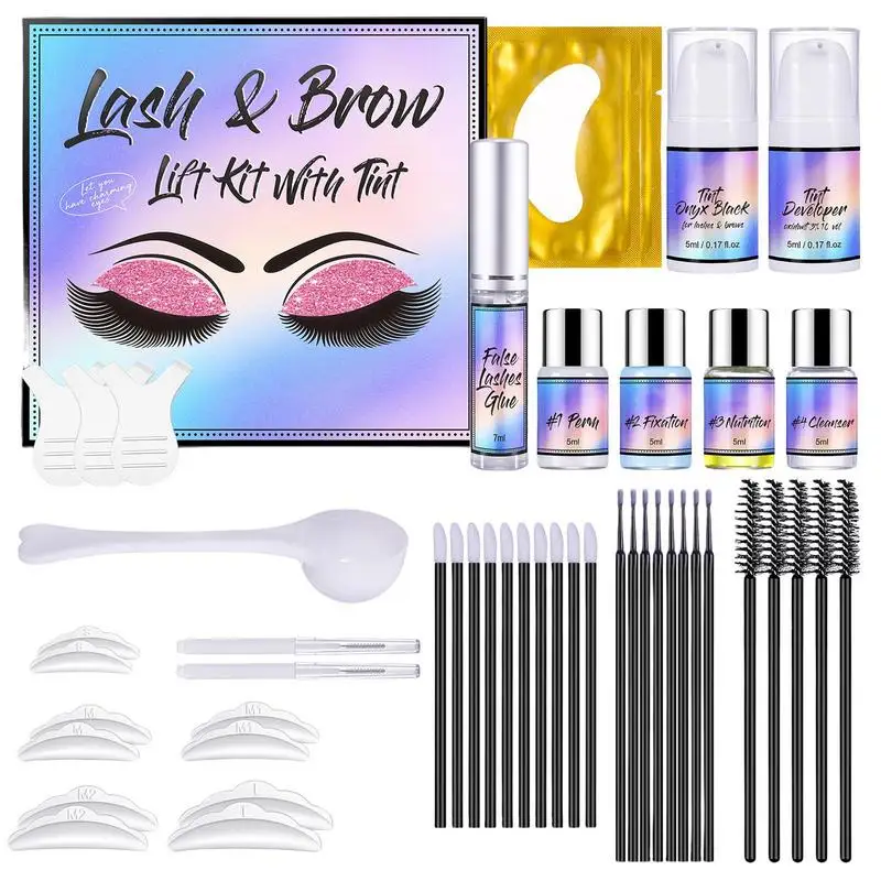 

Eyelash Perm Kit Lash Lift And Tint Eyelash Eyebrow Perm Dyeing Tool Quick Lifting & Voluminous Coloring With Complete Tools For