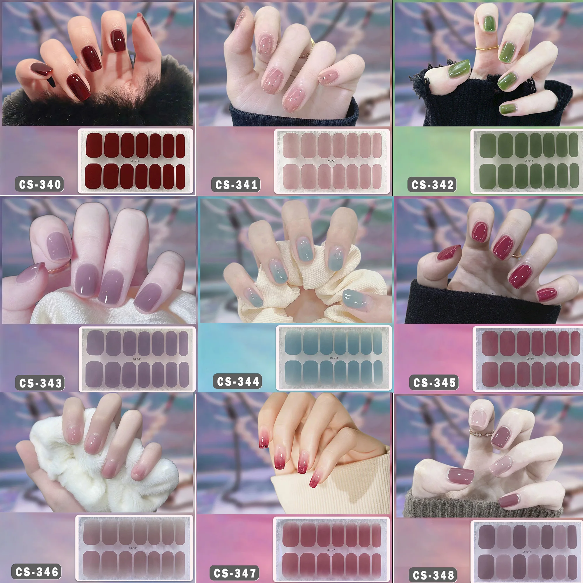 Full Cover Nail Sticker Self-Adhesive DIY Manicure Nail Decal Full Wraps 3D Glitter Foil Waterproof
