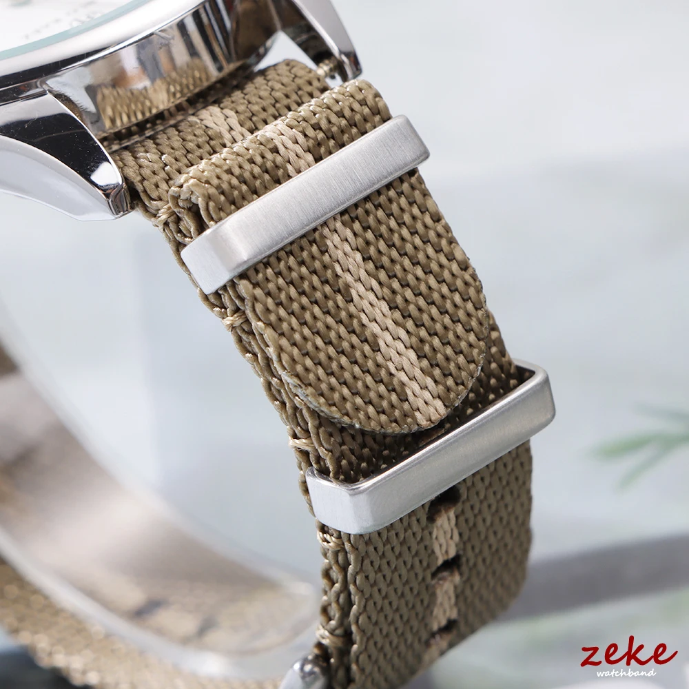 Army Green Ribbed Nylon Watch Strap - Military Sports Bracelet