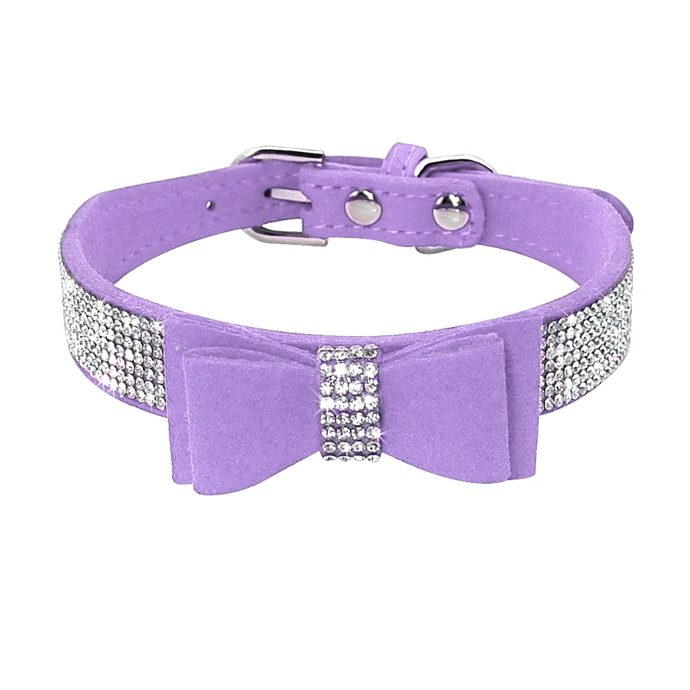Strass-Hundehalsband Mit Blumen-Design – Verstellbar, PU-Leder, In Rosa, S (21–27 Cm), Glitzernde Strasssteine