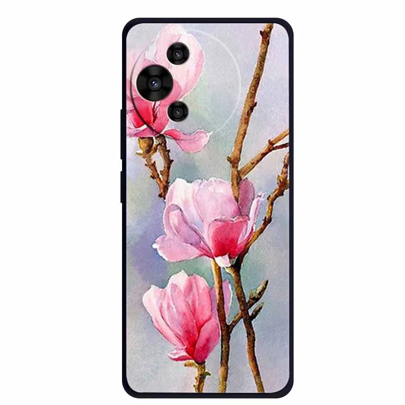 Luxury TPU Soft Silicone Back Cover with Floral and Love Design