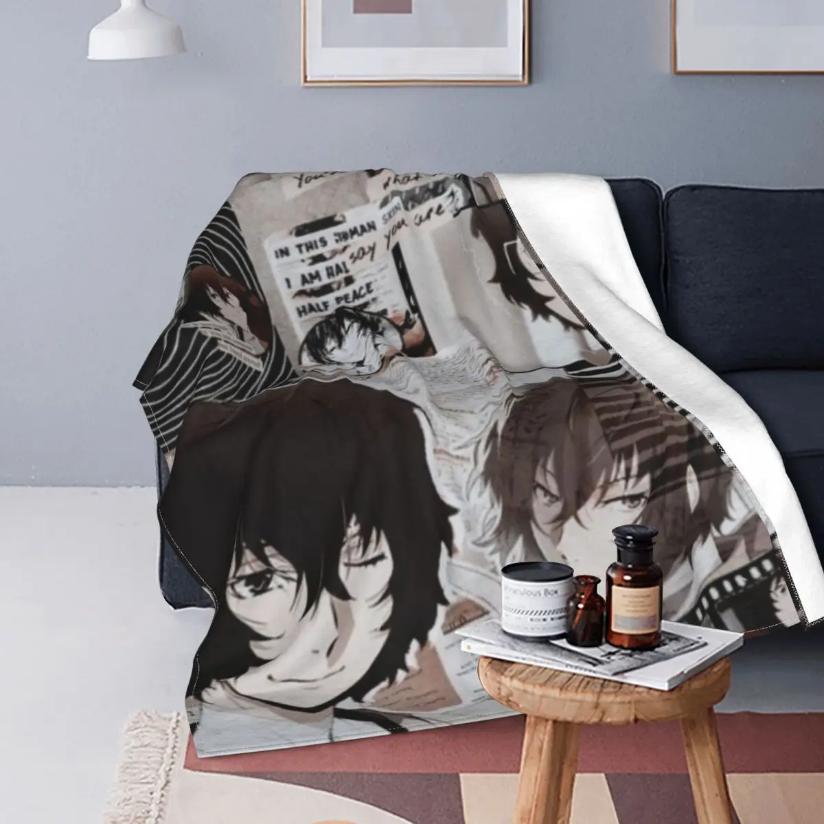 Dazai Aesthetic Blanket Bungou Stray Dogs Anime Flannel Awesome Soft