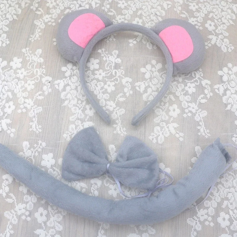 Children Boys Girls Role Play Mouse Costume Accessories Mouse Ears Headband Bowtie Gloves Tail Skirts for Party Stage Wear for Cosplay Costume
