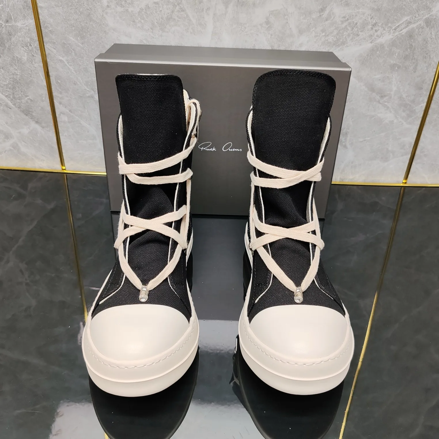 Rick shoes classic pentagram high-top shoes Chaonan high street owens zipper couple models