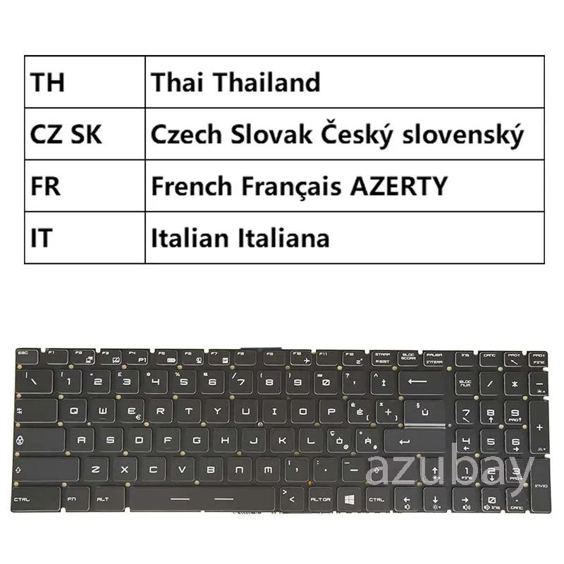 Teclado Retroiluminado Branco Checo Francês Italiano Tailandês Msi Ms16j6 Ms-1796 Gp72 Gp72vr Pe60 Pe70 2qd 2qe 6qd 6qe 6qe Pl60 7rd