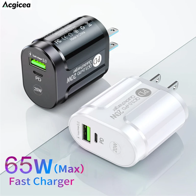 Acgicea PD USB Charger 65W Quick Charging For iPhone 11 12 13 Pro Max iPad Huawei Xiaomi Samsung Fast Phone Charger Wall Adapter