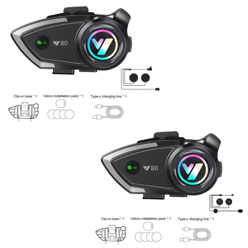 

Motorcycle Helmet Bluetoothcompatible 5.3 Headset Handsfree Wireless Earphone Waterproof Headphone Speaker Music Player F19A