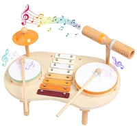 Kids Drum Set For Toddler Musical Instrument Toys Montessori Wooden Percussion Drum Sensory Toys Xylophone Kit Educational Toys 2