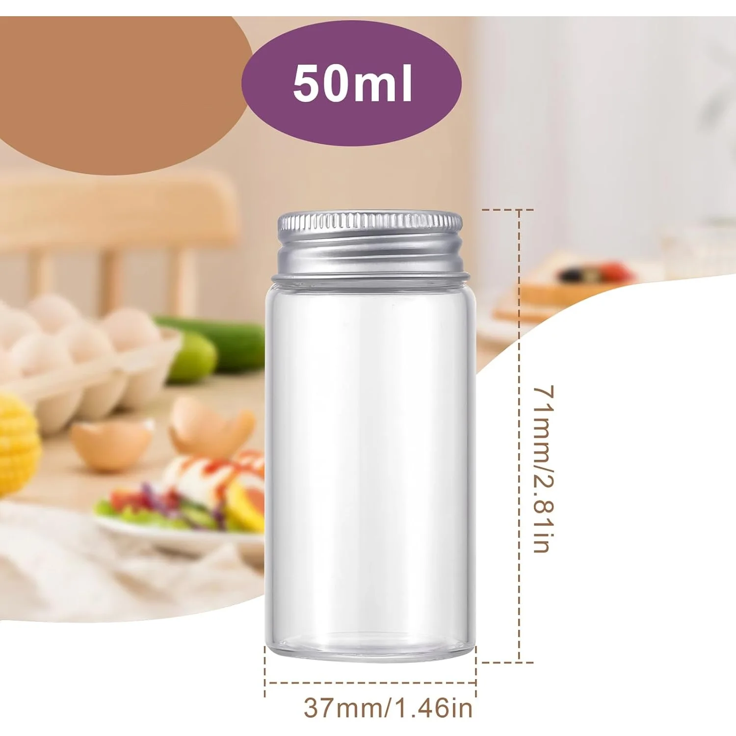 Wholesale Diameter 37mm Glass Bottle Candle Glass Vials Saffron Container Glass Vial With Screw Lid For Candy Storage Bottle 3