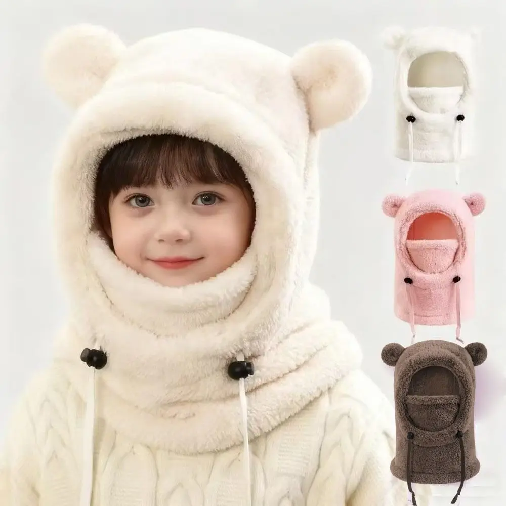 Fashion 3 in 1 Winter Helmet Hat Soft Mask Scarf Balaclava Hat Thickened Neck Protection Cartoon Animal Beanie Hat Outdoor