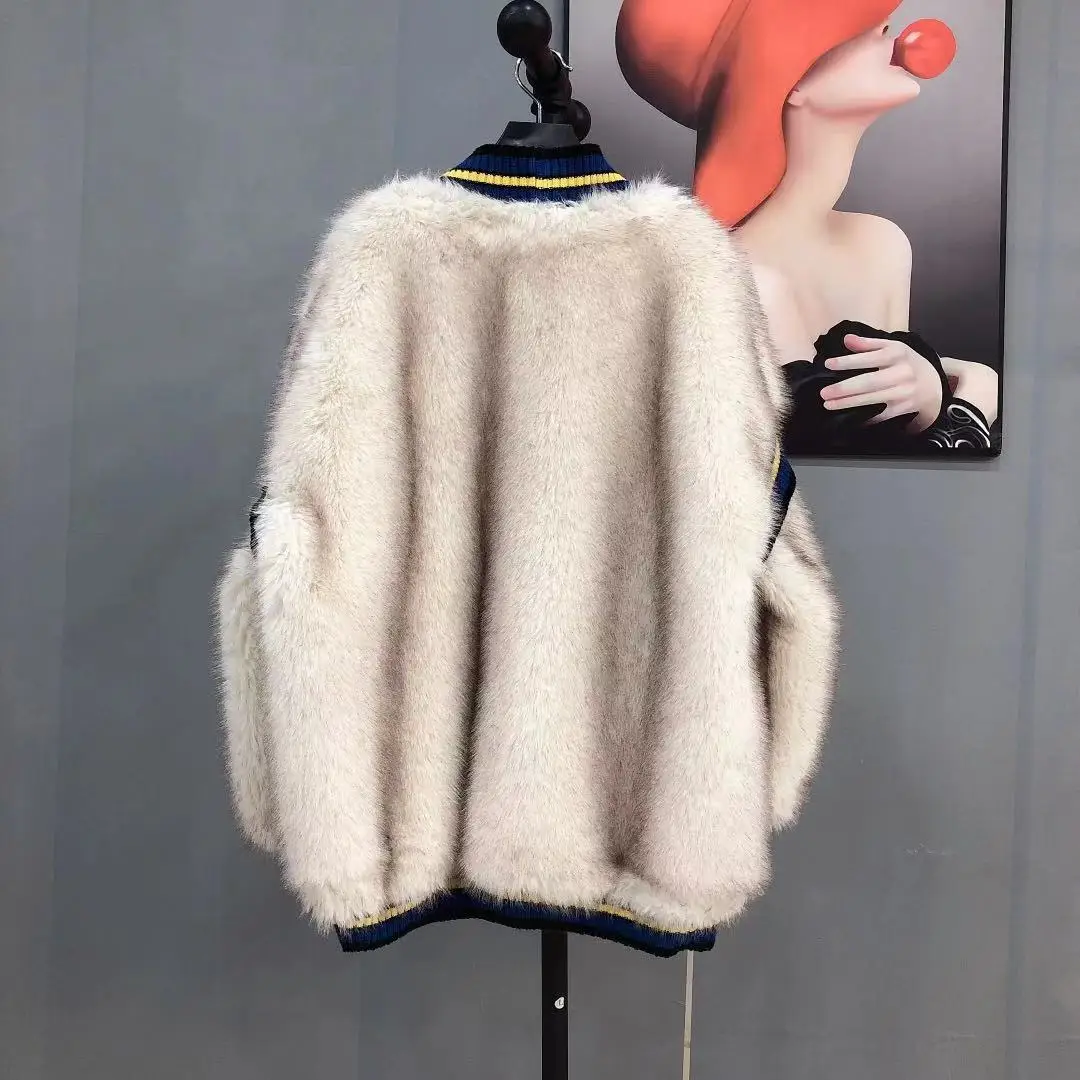 2021 New Winter Clothes Fashion High-End Warm Imitation Toka Long-Sleeved Jacket Loose Temperament All-Matching Women\'s Fur Coat