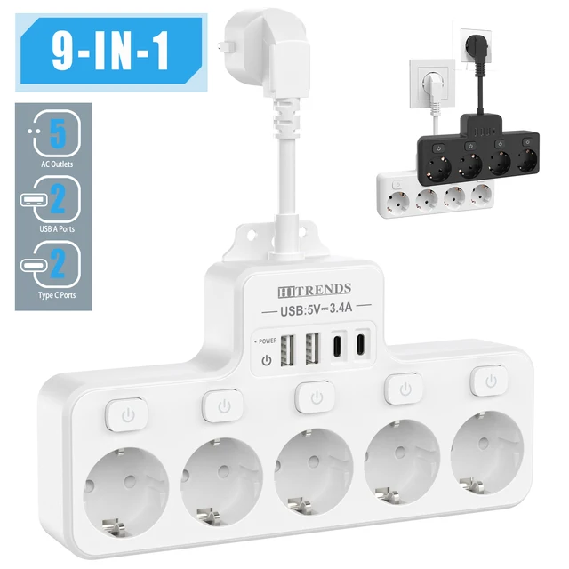4/5AC EU Outlets multi-contact Power Strip USB smart Fast Charge พร้อมสวิตช์แต่ละปลั๊กไฟฟ้าปลั๊กผนังสําหรับ home 1