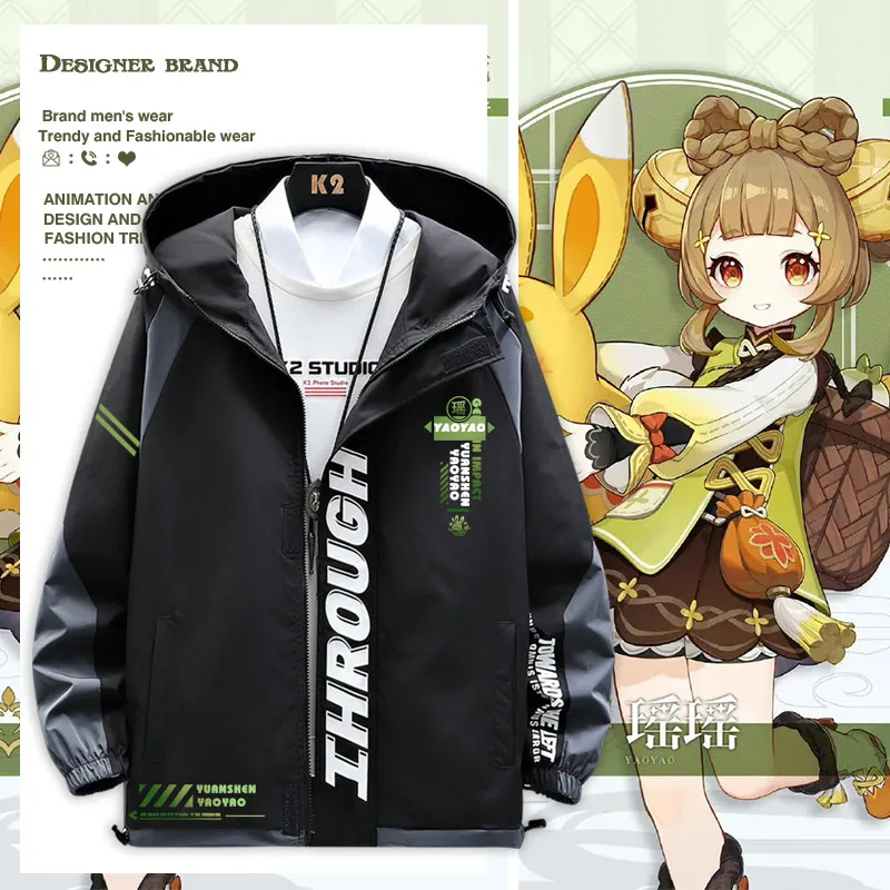 

Yaoyao Long Sleeve Genshin Impact Jacket Coat Fashion Cool Unisex Hoodie Zipper Hooded Sweatshirt Top Cosplay Costume Gift