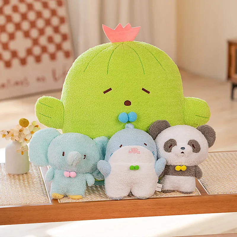 Cartoon Cactus Plush Toy Kawaii Stuffed Soft Panda Shark Elephant Animal Pillow Doll for Children Baby KidsGirls Toys Home Decor