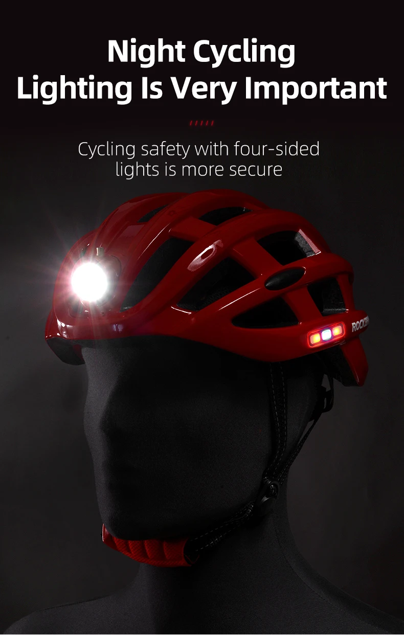 ROCKBROS Fahrradhelm Fahrradhelm mit LED-Warnlicht Ultraleichter Rennradhelm Elektrischer Fahrradhelm Sport Sicherer Hut – Detail 18