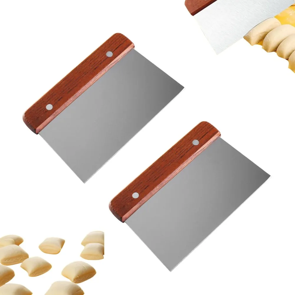 Stainless Steel Scraper Wooden Handle Multi functional Baking Knife Vegetable Chopper Dough Cutter