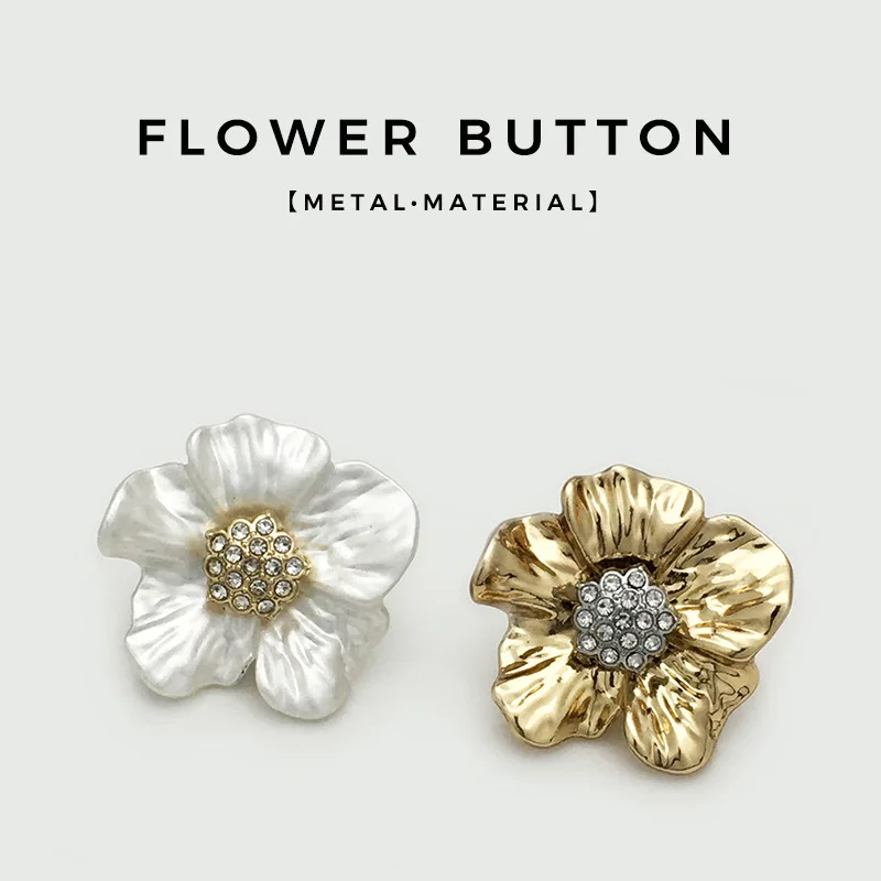 8 개/몫 23mm 하이 엔드 다이아몬드 박힌 꽃 금속 단추 정장 재킷 불규칙한 5..