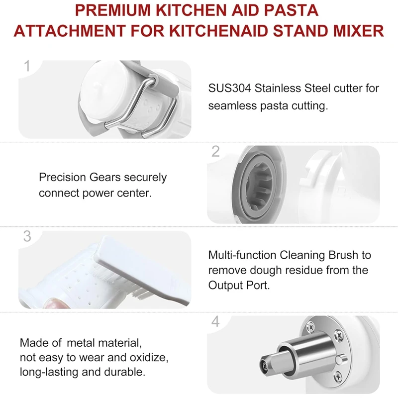6 In 1 Pasta Attachment For Kitchenaid Stand Mixers Pasta Pres Maker Attachment Set With 6 Different Shapes