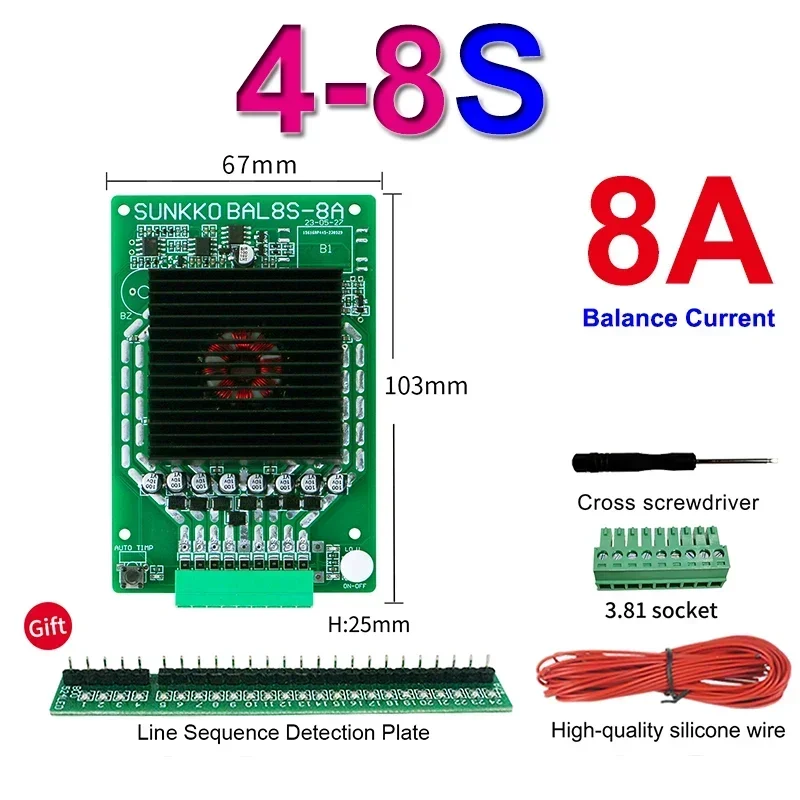 8A 액티브 이퀄라이저 LiFePo4 리튬 이온 배터리 밸런서 밸런스 보드 4-24S 18650 배터리 팩 에너지 전송 4S 8S 16s 24S