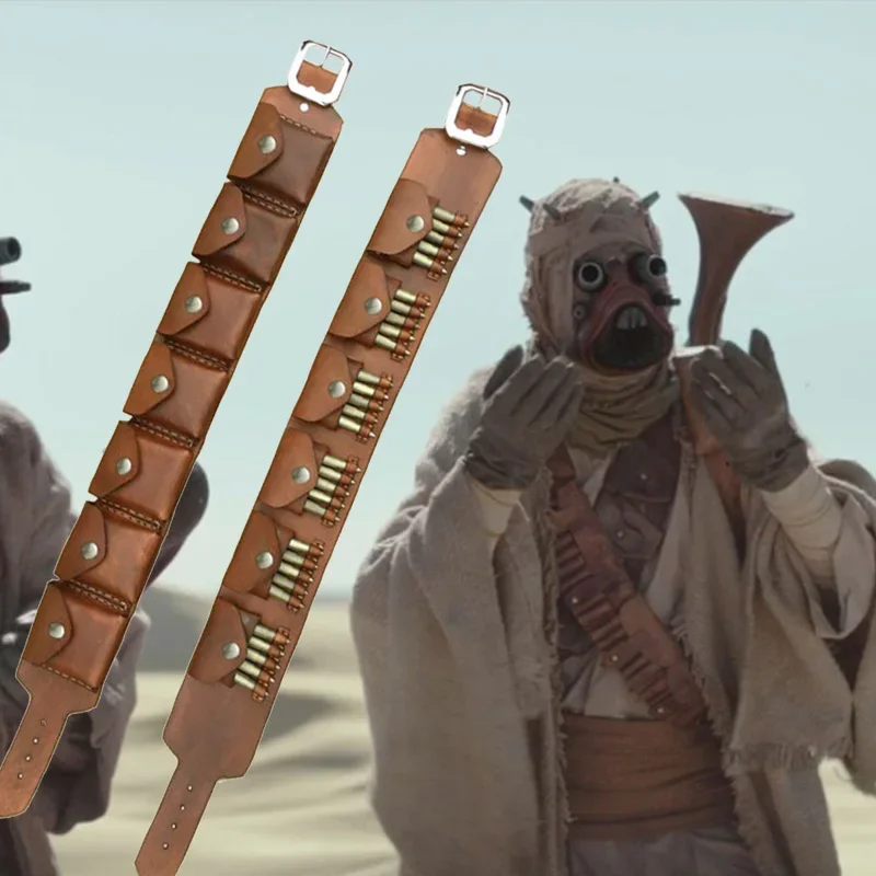 Sand People Costume Cosplay Tusken Ammo Belt Bandolier Leather Cartridge Pouch Unchetted 3 Raider Borsa Da Cavalleria Sash Kit Per Larp