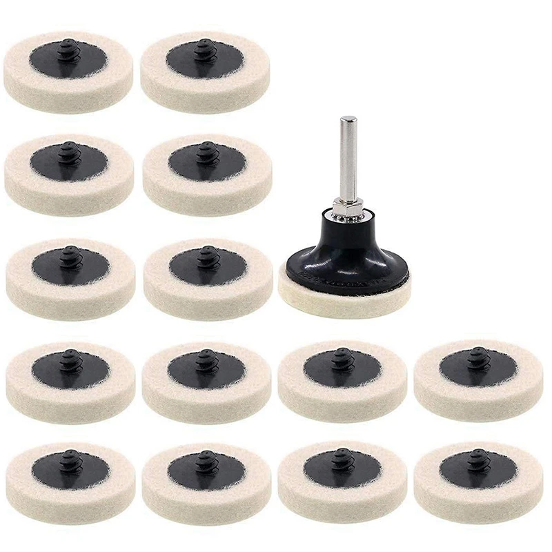 

16Pcs 2 Inch Fabric Disc Polishing Buffing Pads Wheels Disc Holder With 1/4 Inch Shank For Cleaning Polishing Sanding