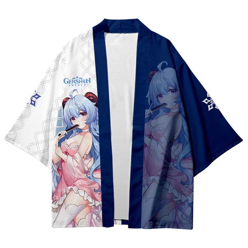 

2022 Game Genshin Impact Ganyu Kimono 3D Print Ganyu Cosplay Haori Cloak Party Tops Streetwear Summer Shirt Unisex