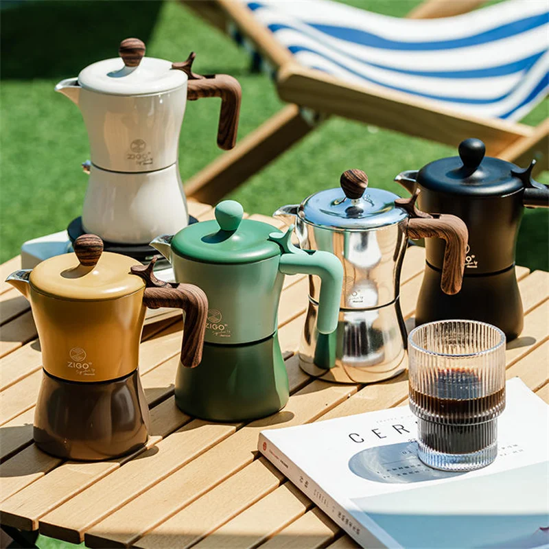 

Moca Coffee Pot Aluminum Heatable Italian Coffee Maker Portable Coffee Pitcher Espresso Coffee Kettle Coffeeware Accessories