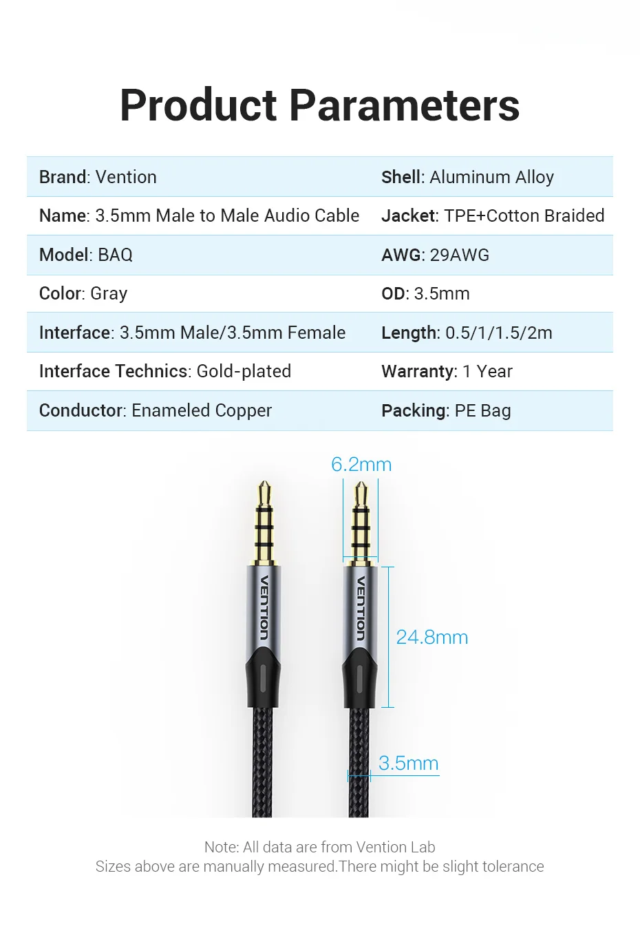 3.5mm Jack Audio Cable Male to Male 3.5mm Audio Aux Cable Jack for Phone Car Hea