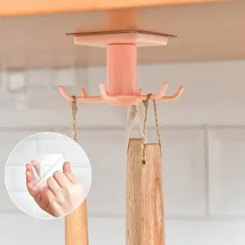 주방 액세서리 행어 회전 캐비닛 아래 주방 용품 행어, 숟가락 보관 국자 걸이용, 자체 접착 후크
