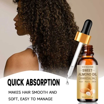 Pure natural sweet almond oil essential oil, hair moisturizer, suitable for hair, face and body,suitable for all hair types