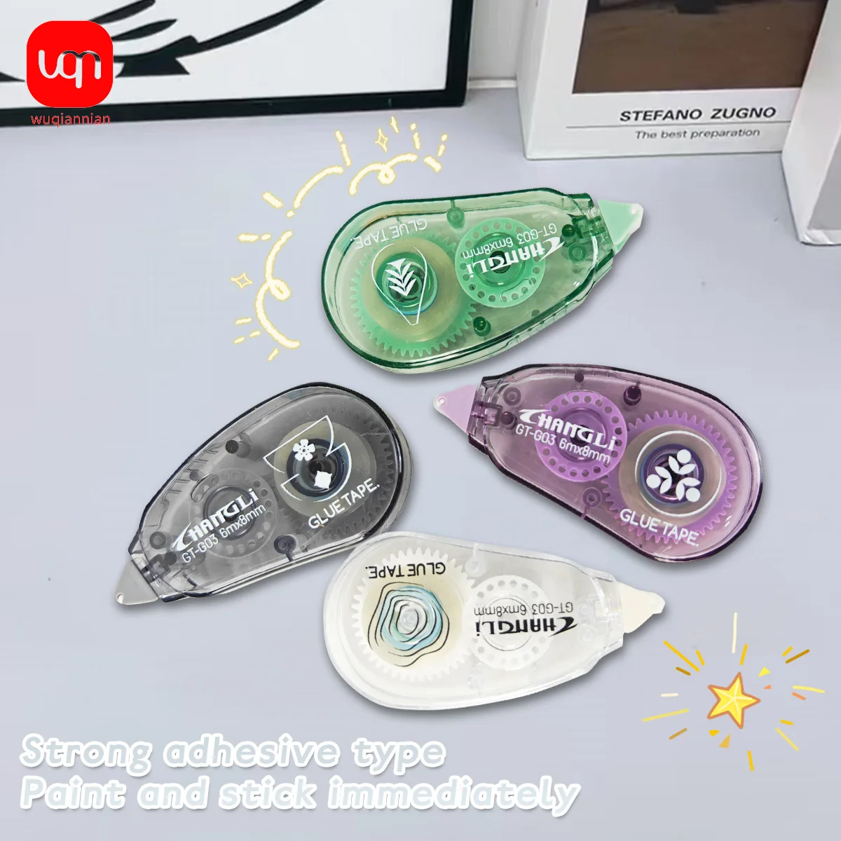 WQN-1/3PCS 고가치 양면 접착 스크랩북 콜라주 앨범 롤러 테이프 학생 및 사무실 미술 용품